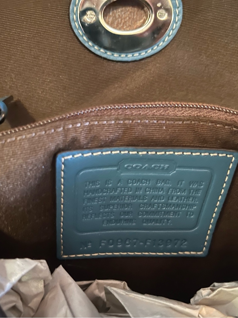 Vintage Coach Hampton signature shoulder bag matching wallet teal brown turnlock - Picture 5 of 9